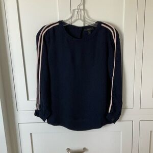 J. Crew Blue Blouse with Off White Stripes
